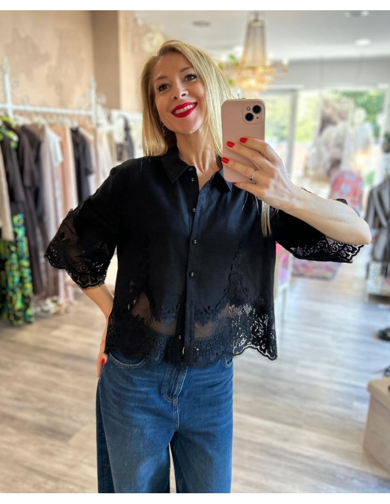 CAMICIA IN LINO E PIZZO...