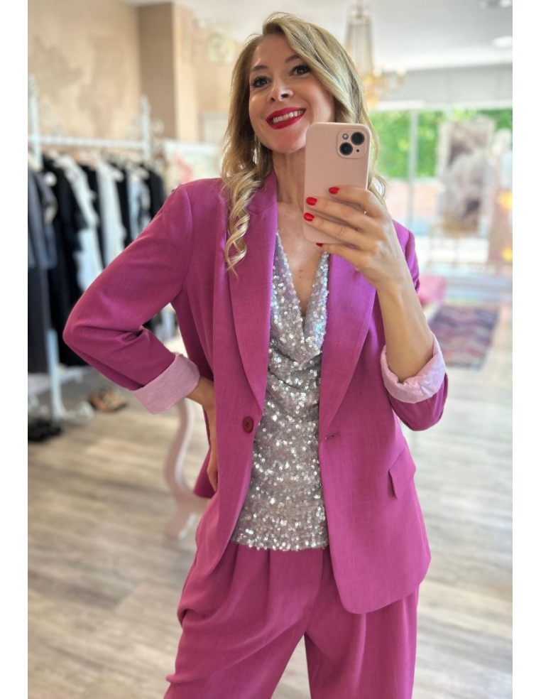GIACCA CON PATTINE FUCSIA...